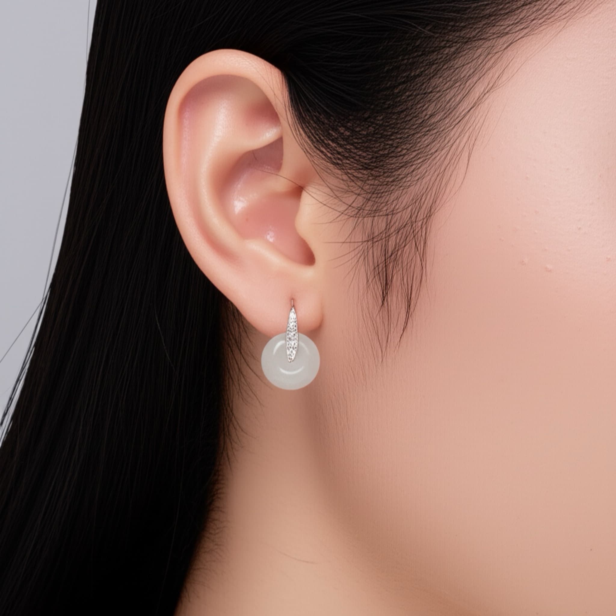 Jade earring — close detail
